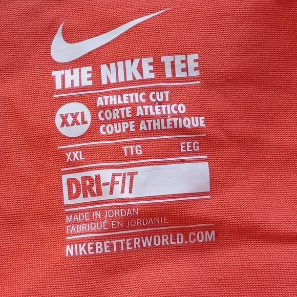 NIKE The Nike Tee DRI-FIT T-Shirt Men's XXL Athletic Orange Nike Swoosh - Picture 6 of 6